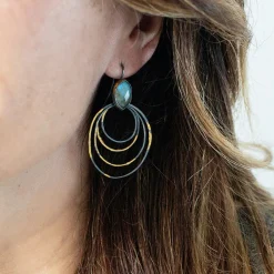 Tomfoolery Moonstone Ripple Rim Drop Earrings Hot