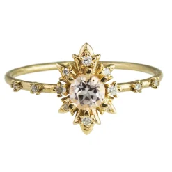 Tomfoolery Morganite & Diamond Termina Ring New
