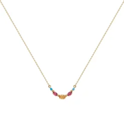 Tomfoolery Multi Gemstone Claw Set Necklace with Citrine, Tourmaline & Turquoise New