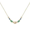 Tomfoolery Multi Gemstone Claw Set Necklace with Morganite, Emerald & Sapphire Outlet