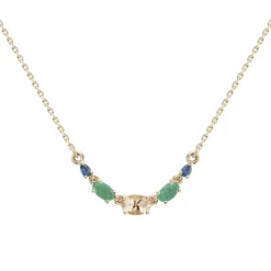 Tomfoolery Multi Gemstone Claw Set Necklace with Morganite, Emerald & Sapphire Outlet