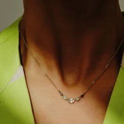 Tomfoolery Multi Gemstone Claw Set Necklace with Moonstone, Opal & Black Diamond Discount