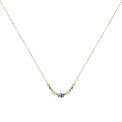 Tomfoolery Multi Gemstone Claw Set Necklace with Tanzanite, Opal & Emerald Best