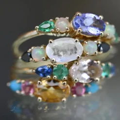 Tomfoolery Multi Gemstone Claw Set Ring with Morganite, Emerald & Blue Sapphire Sale