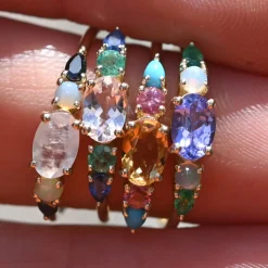 Tomfoolery Multi Gemstone Claw Set Ring with Morganite, Emerald & Blue Sapphire Sale