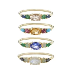 Tomfoolery Multi Gemstone Claw Set Ring with Morganite, Emerald & Blue Sapphire Sale