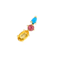 Tomfoolery Multi Gemstone Climber Studs with Citrine, Pink Tourmaline & Turquoise Clearance