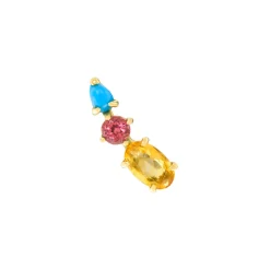 Tomfoolery Multi Gemstone Climber Studs with Citrine, Pink Tourmaline & Turquoise Clearance