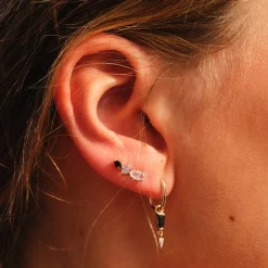 Tomfoolery Multi Gemstone Climber Studs with Morganite, Emerald & Blue Sapphire Best