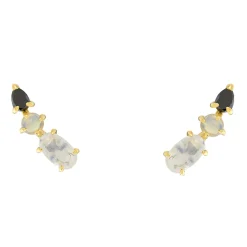 Tomfoolery Multi Gemstone Climber Studs with Moonstone, Opal & Black Diamond Clearance