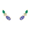 Tomfoolery Multi Gemstone Climber Studs with Tanzanite, Opal & Emerald Fashion