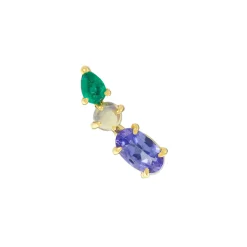 Tomfoolery Multi Gemstone Climber Studs with Tanzanite, Opal & Emerald Fashion