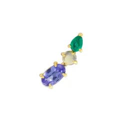 Tomfoolery Multi Gemstone Climber Studs with Tanzanite, Opal & Emerald Fashion