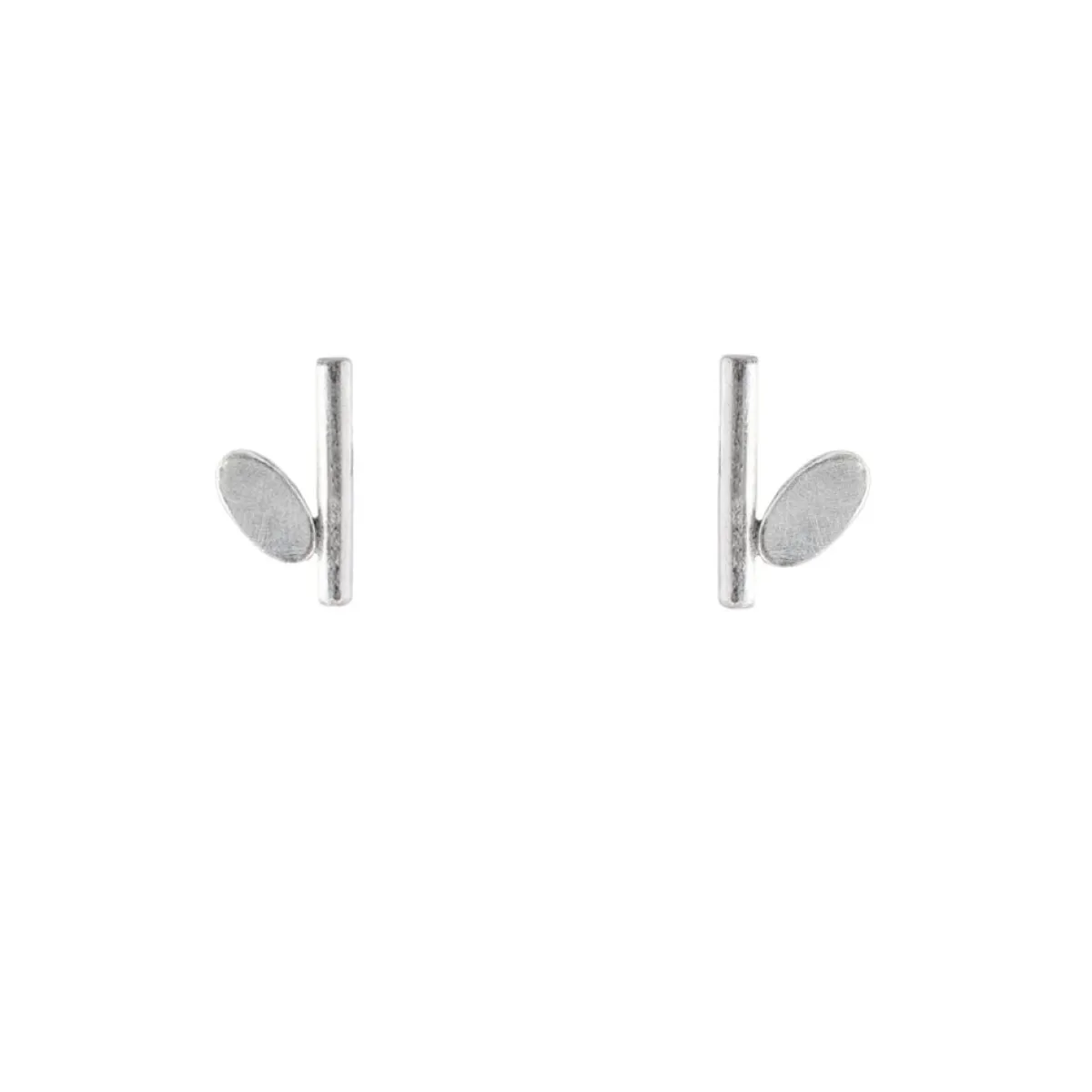 Tomfoolery Multi Shape Line & Oval Silver Stud Earrings Fashion
