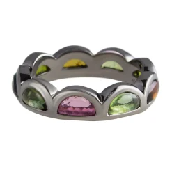 Tomfoolery Multicoloured Tourmaline Scallop Band Ring Fashion