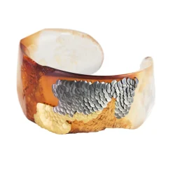 Tomfoolery Murmur Acrylic Gold and Oxidised Silver Cuff New