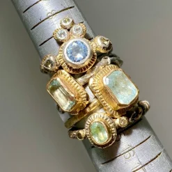 Tomfoolery ‘Muses of Love’s Reflection’ Ring with Aquamarine & 14ct Yellow Gold Fashion