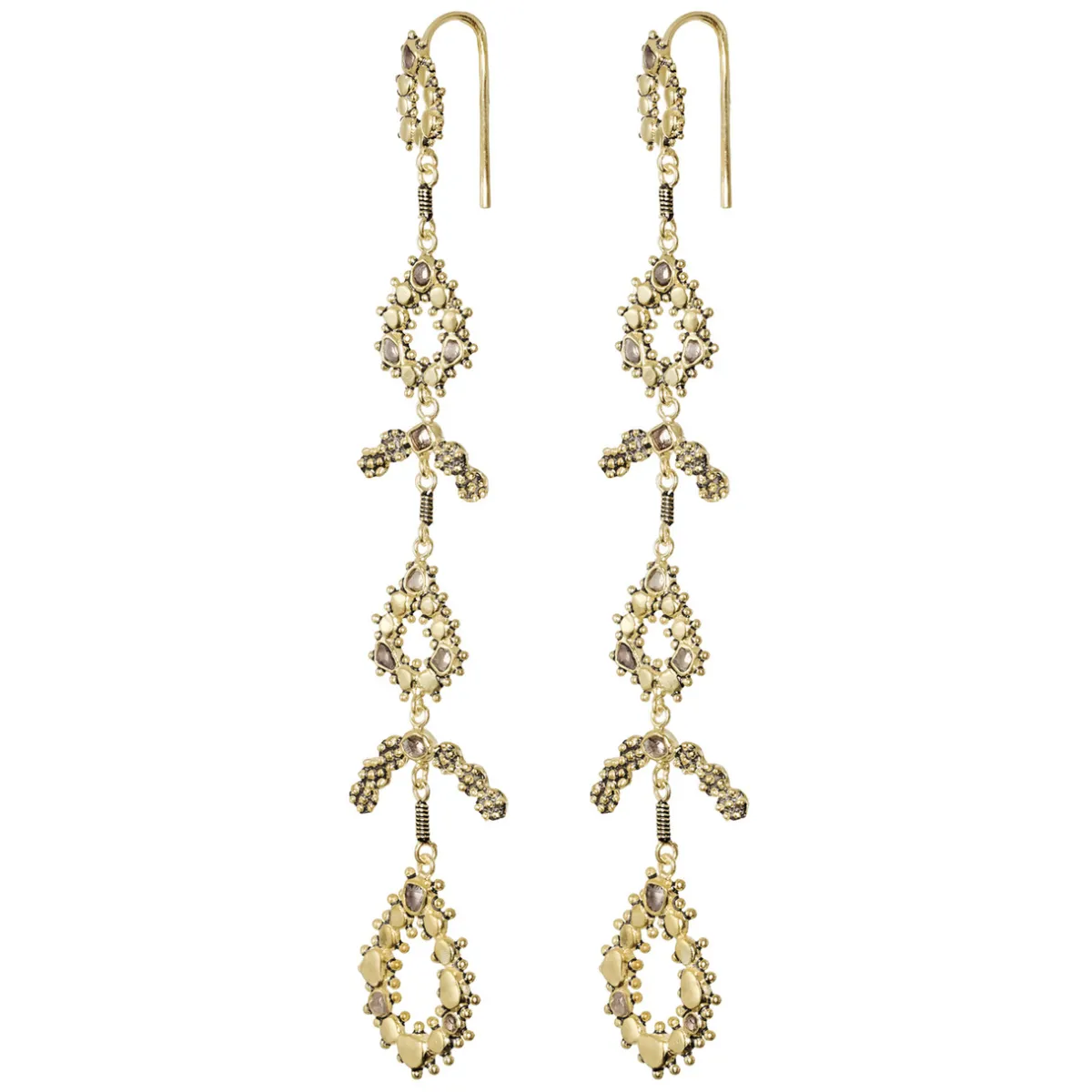 Tomfoolery N° 851 Antique Gold & Diamond Slice Drop Earrings Clearance
