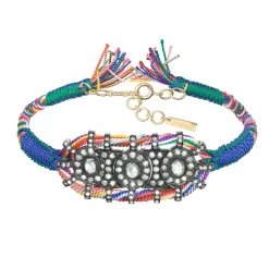 Tomfoolery N° 873 Blue Silk & Diamond Woven Bracelet Online