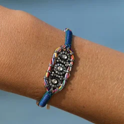 Tomfoolery N° 873 Blue Silk & Diamond Woven Bracelet Online