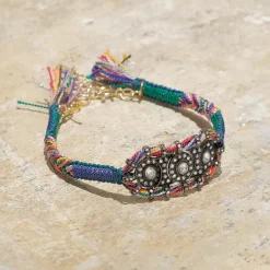 Tomfoolery N° 873 Blue Silk & Diamond Woven Bracelet Online