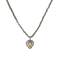 Tomfoolery N° 890 Gold & Braided Silk Ruthenium Heart Pendant Online