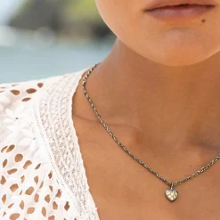 Tomfoolery N° 890 Gold & Braided Silk Ruthenium Heart Pendant Online