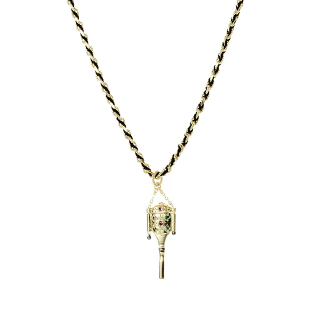 Tomfoolery N° 842 Gold & Braided Silk Watchkey Pendant New
