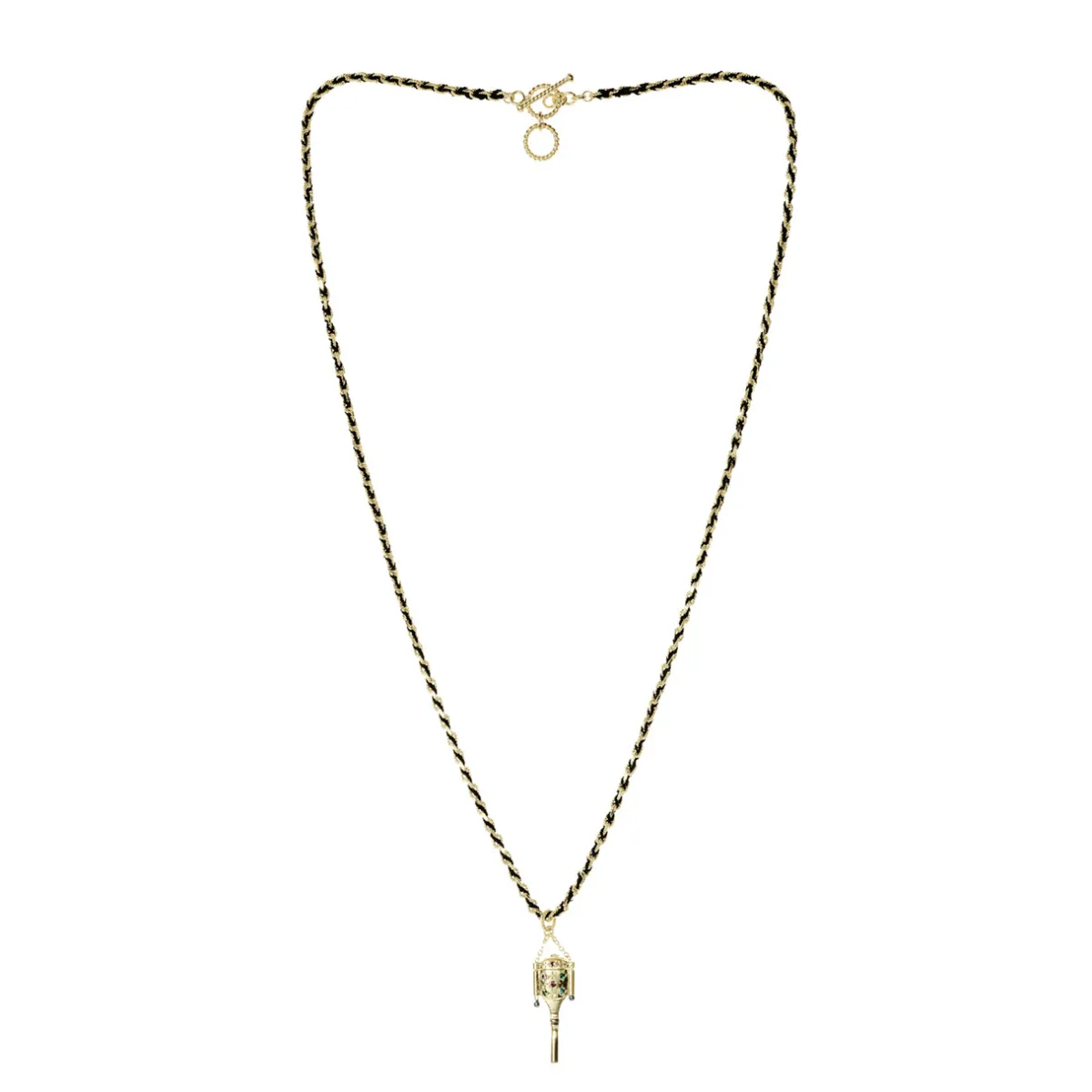 Tomfoolery N° 842 Gold & Braided Silk Watchkey Pendant New