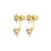 Tomfoolery N° 579 Gold & Zircon Double Stud Earrings New