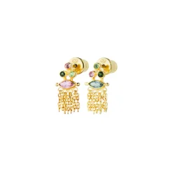 Tomfoolery N° 637 Gold & Zircon Fringe Earrings New