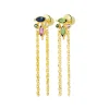 Tomfoolery N° 640 Gold & Zircon Tassel Drop Earrings Clearance