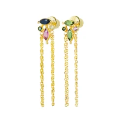Tomfoolery N° 640 Gold & Zircon Tassel Drop Earrings Clearance