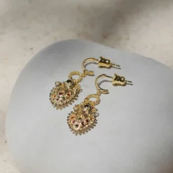Tomfoolery N° 841 Gold Heart Drop Earrings Hot