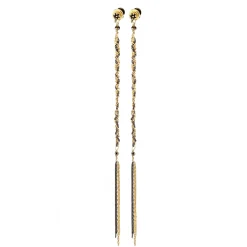 Tomfoolery N° 709 Gold Woven Chain Drop Earrings New