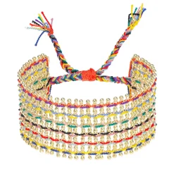 Tomfoolery N° 875 Multicoloured Silk & Tourmaline Wide Bracelet New