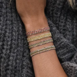 Tomfoolery N° 364 Rose Gold Multi “Jaipur” Woven Silk Bracelet Online