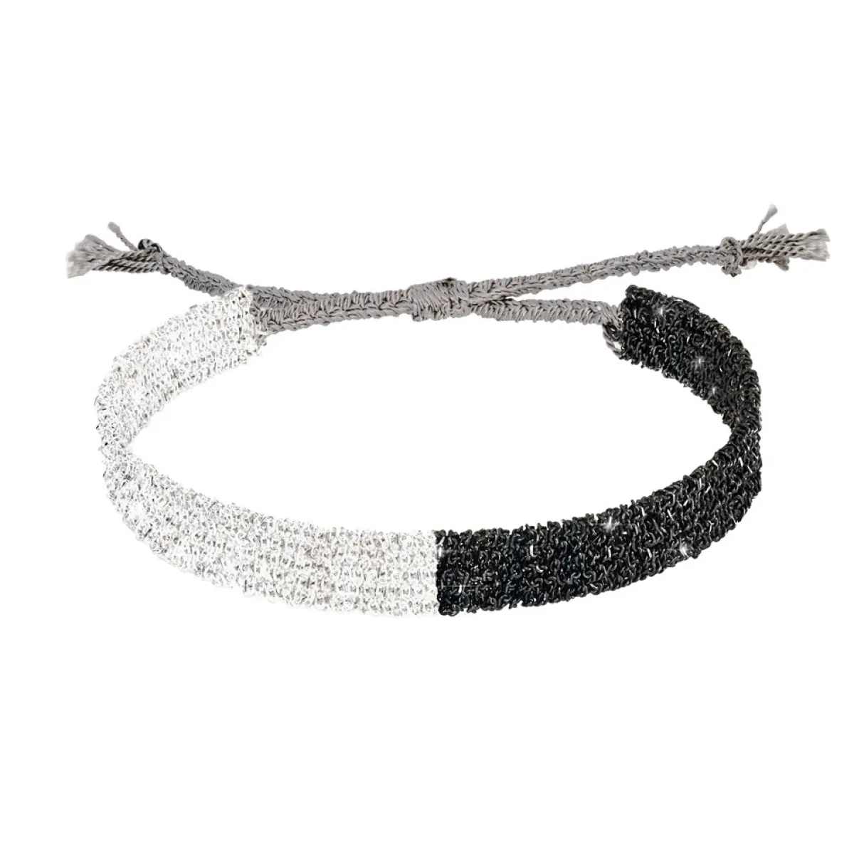 Tomfoolery N° 819 Silver & Black Woven Silk Bracelet Online