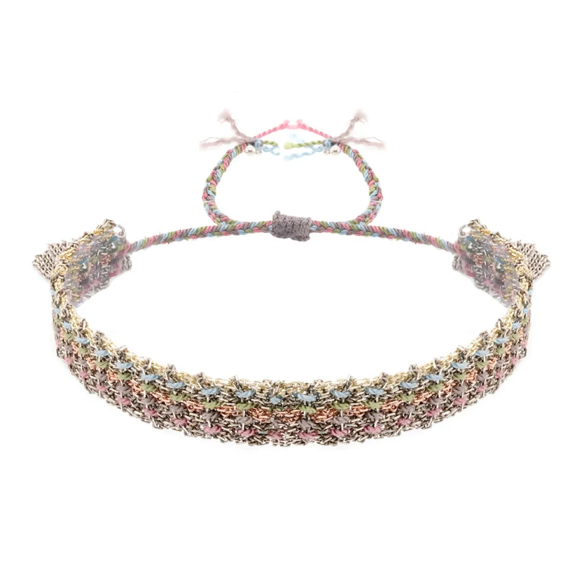 Tomfoolery N° 364 Silver Multi “Elbe” Woven Silk Bracelet(Out of Stock) Discount