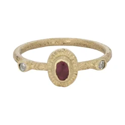 Tomfoolery Nana’s Peonies Gold & Ruby Ring New