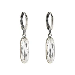 Tomfoolery Navette Crystal Hoop Earring New