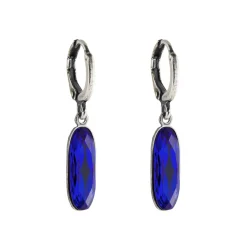 Tomfoolery Navette Crystal Hoop Earring New