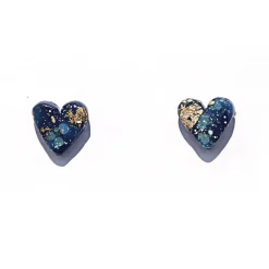 Tomfoolery Navy & Gold Heart Studs Hot