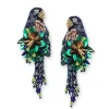 Tomfoolery Navy Green Parrot Beaded Earrings Discount