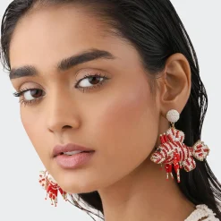 Tomfoolery Navy Lionfish Beaded Earrings Clearance