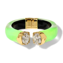 Tomfoolery Neon Green Bonbon Crystal Lucite Hinge Bracelet Clearance