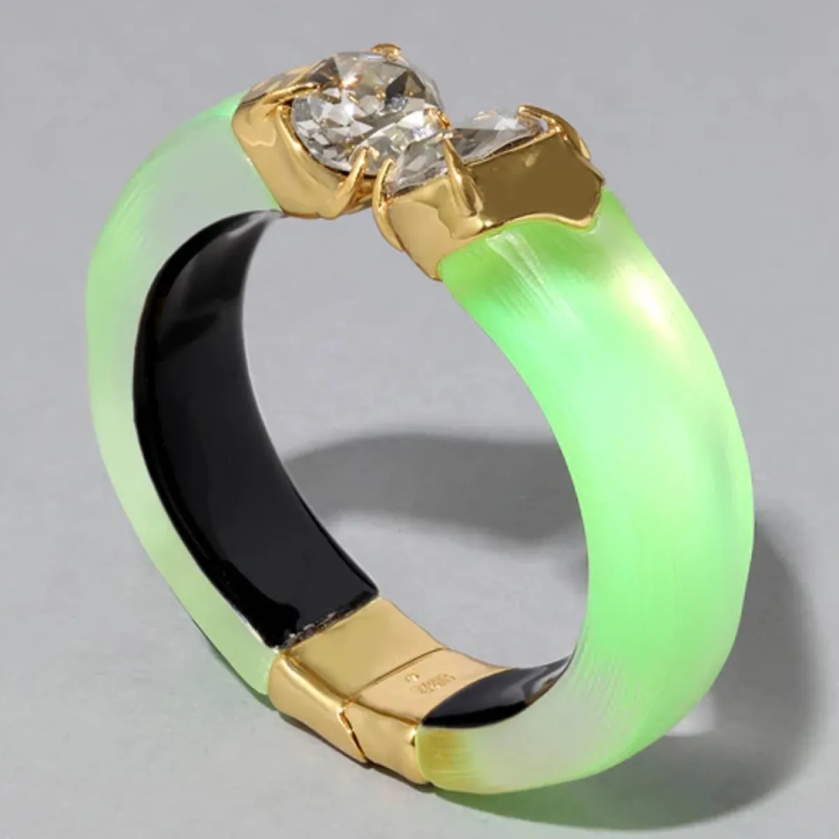 Tomfoolery Neon Green Bonbon Crystal Lucite Hinge Bracelet Clearance