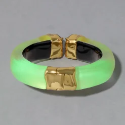 Tomfoolery Neon Green Bonbon Crystal Lucite Hinge Bracelet Clearance