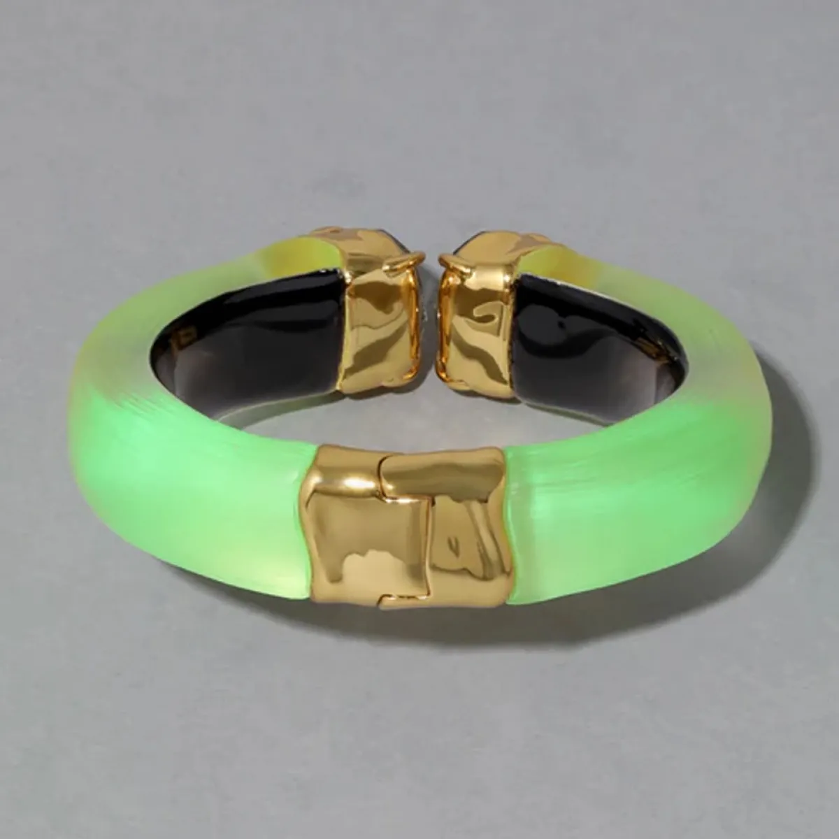 Tomfoolery Neon Green Bonbon Crystal Lucite Hinge Bracelet Clearance