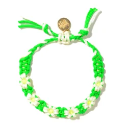 Tomfoolery Neon Green Flower Drawstring Bracelet Sale